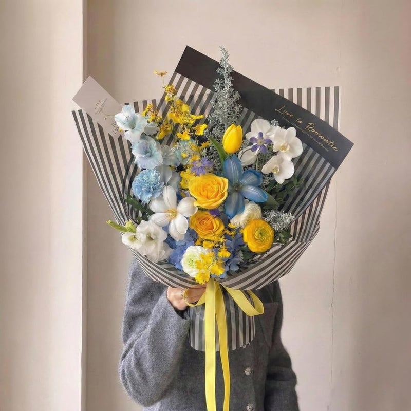 BBJ WRAPS Striped Flower Packaging Paper Waterproof Flower Wrapping Paper Floral Bouquet Gift Packaging Supplies 20 Counts (Black) - Image 3